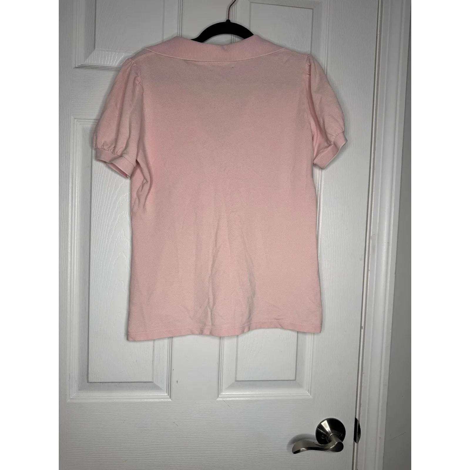 TUCKERNUCK‎ Pink Puff Sleeve Polo Shirt Womans Size S 100% Cotton - Image 2