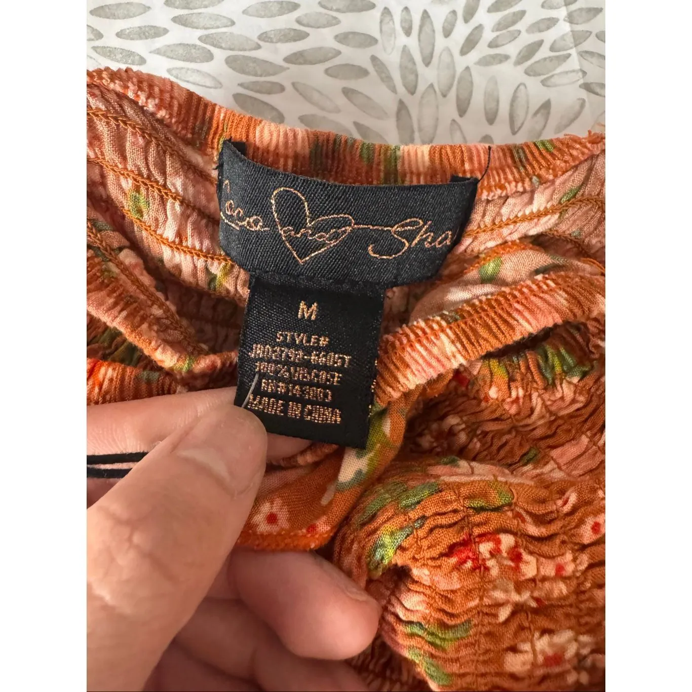 Coco & Sky Floral Smocked Maxi Dress – Ruffle Straps, Tiered Skirt, Boho Cottage Orange Size M - Image 7