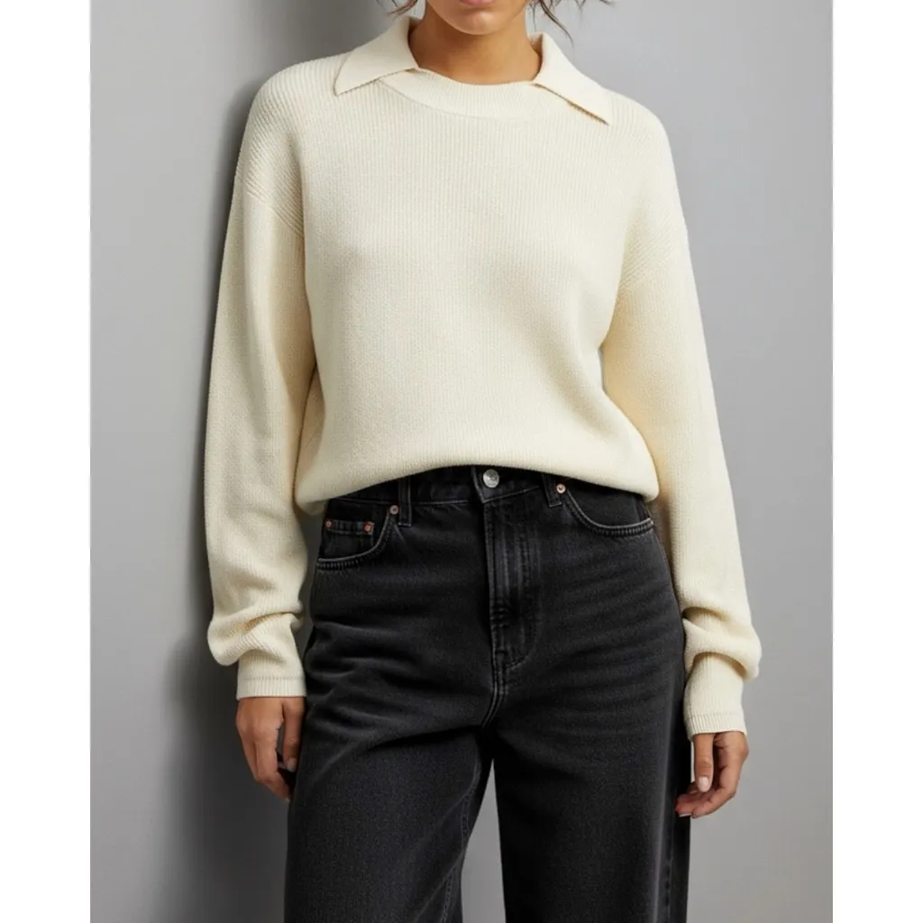 AYA MUSE Keri Knit Sweater, Cream, Small - Image 7