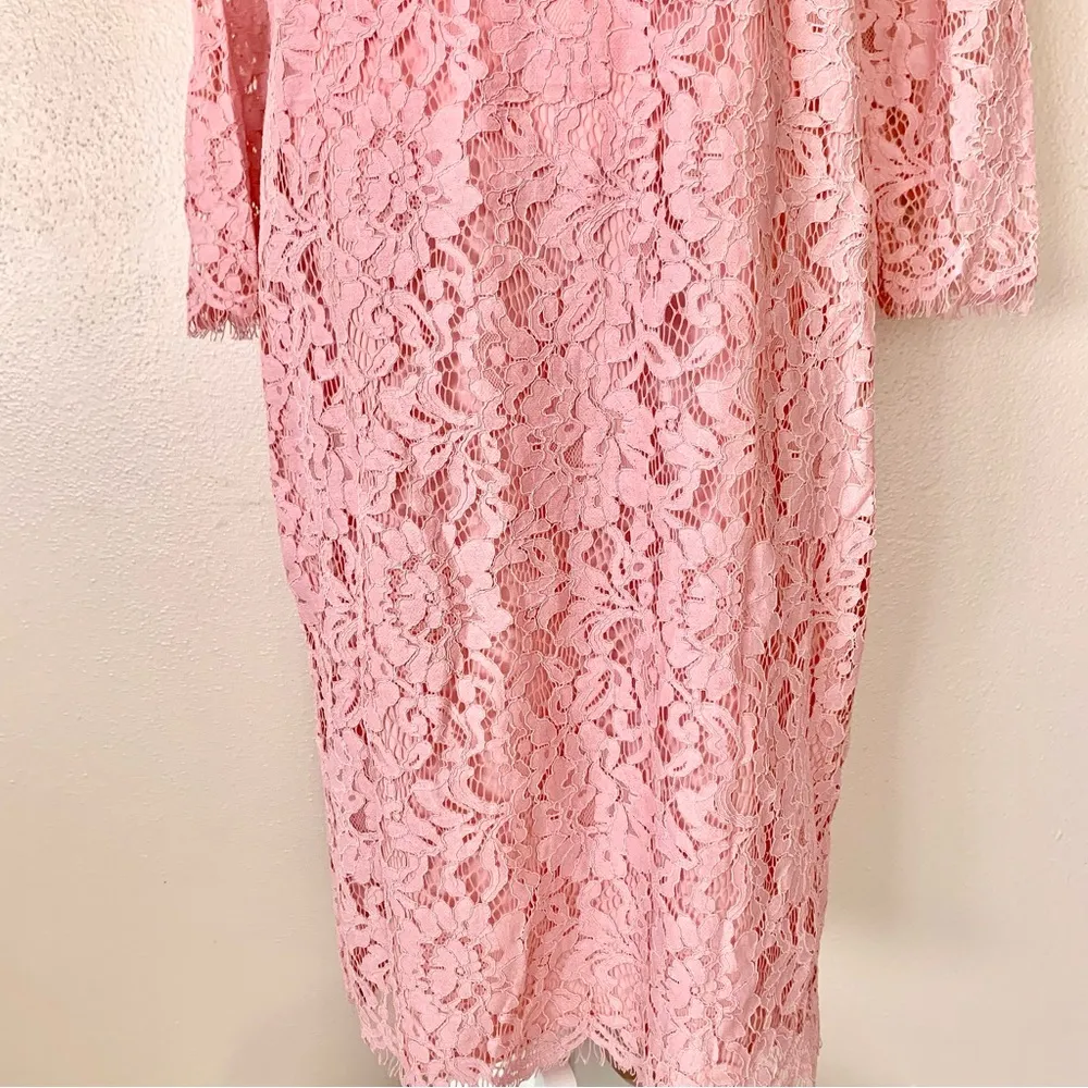 Bee Petite Pink Pastel Floral Lace Long Sleeve Mid Dress. Size undefined - Image 3