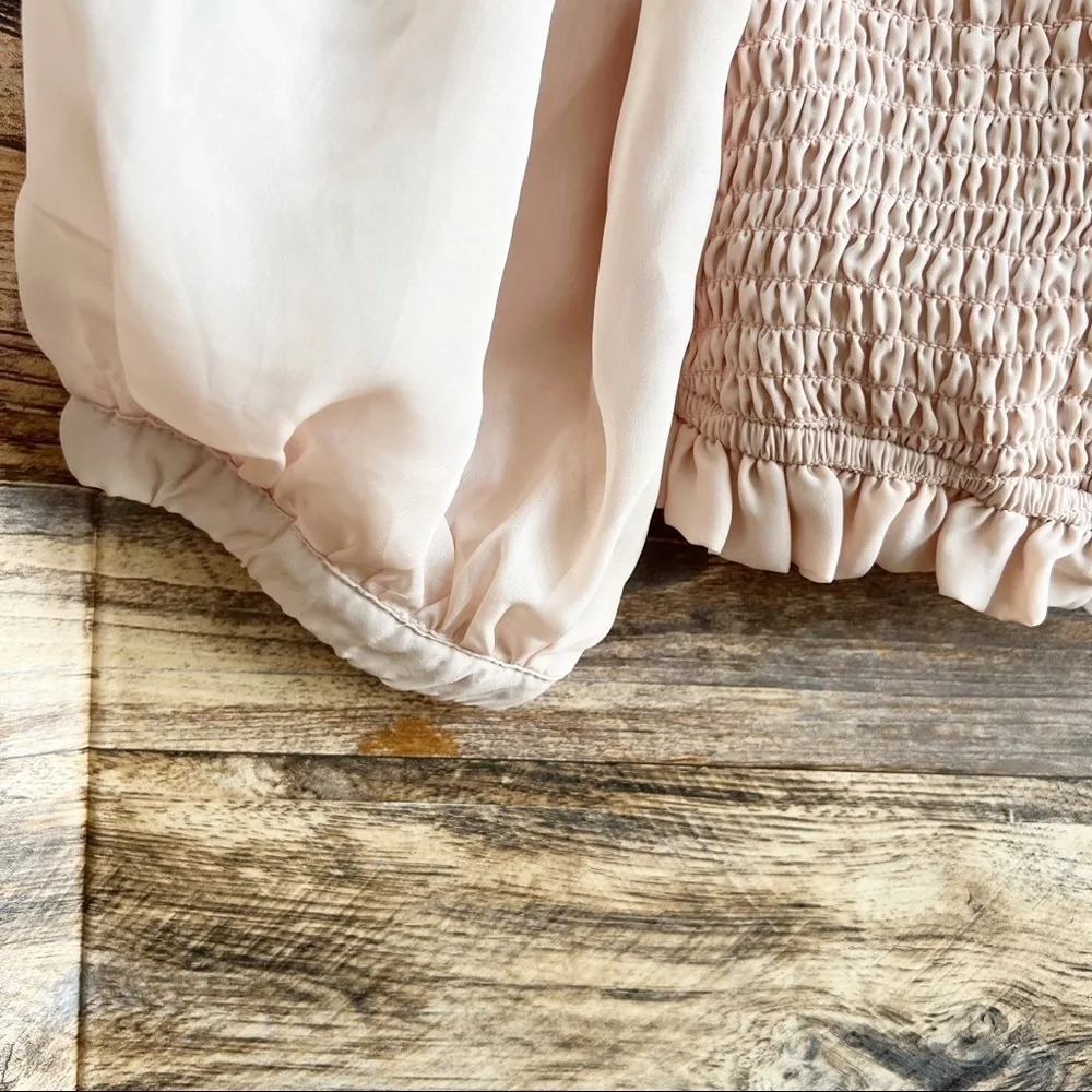 LANI THE LABEL smocked crop Top XSMALL dusty pink puffs sleeves blush NEW - Image 13