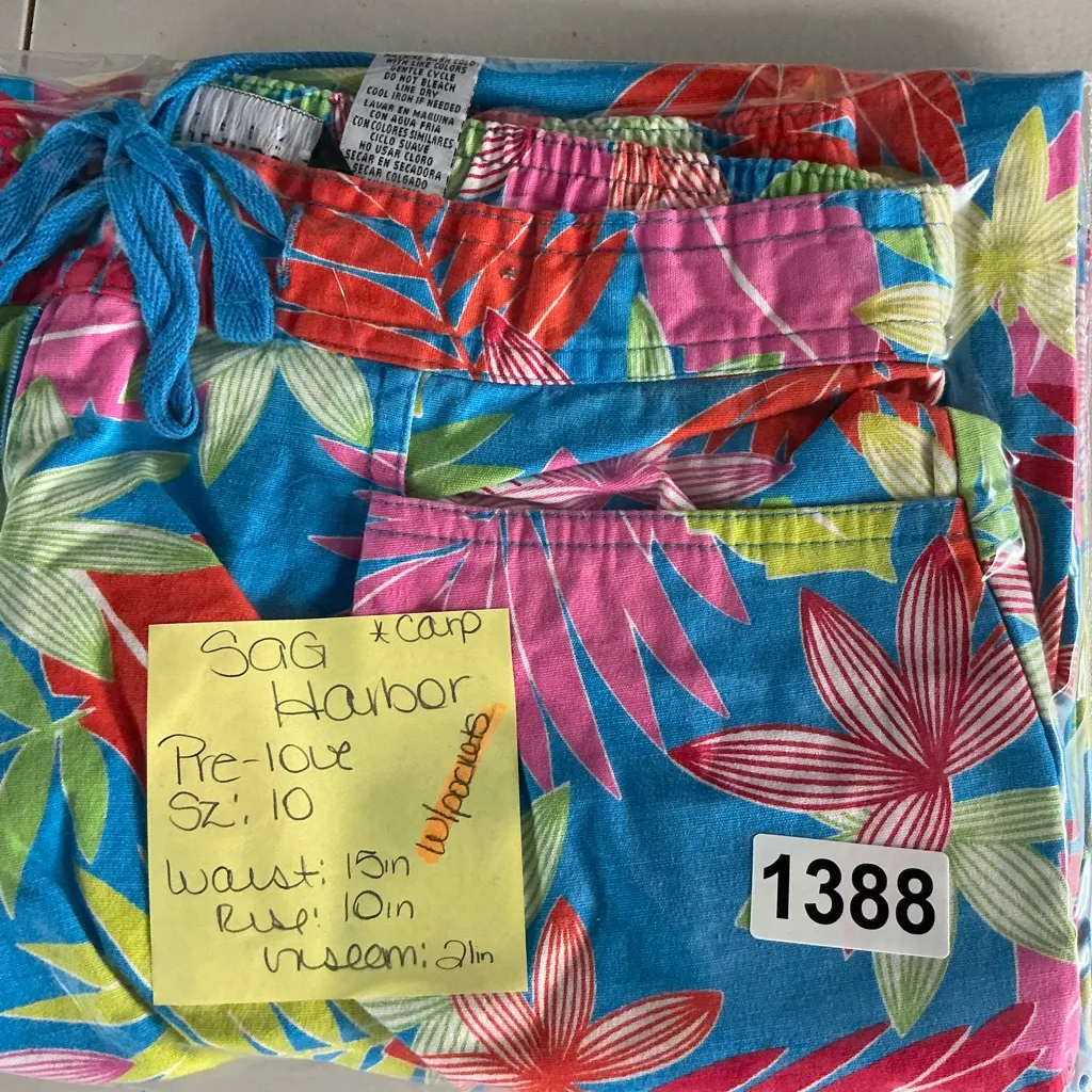 Tropical Floral Capri Pants Blue Size 10 - Image 5