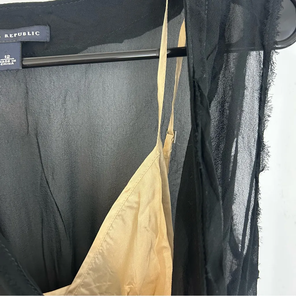 Banana Republic 2 Pc Black & Tan Silk Sheer Sleeveless Dress Size 12 - Image 8