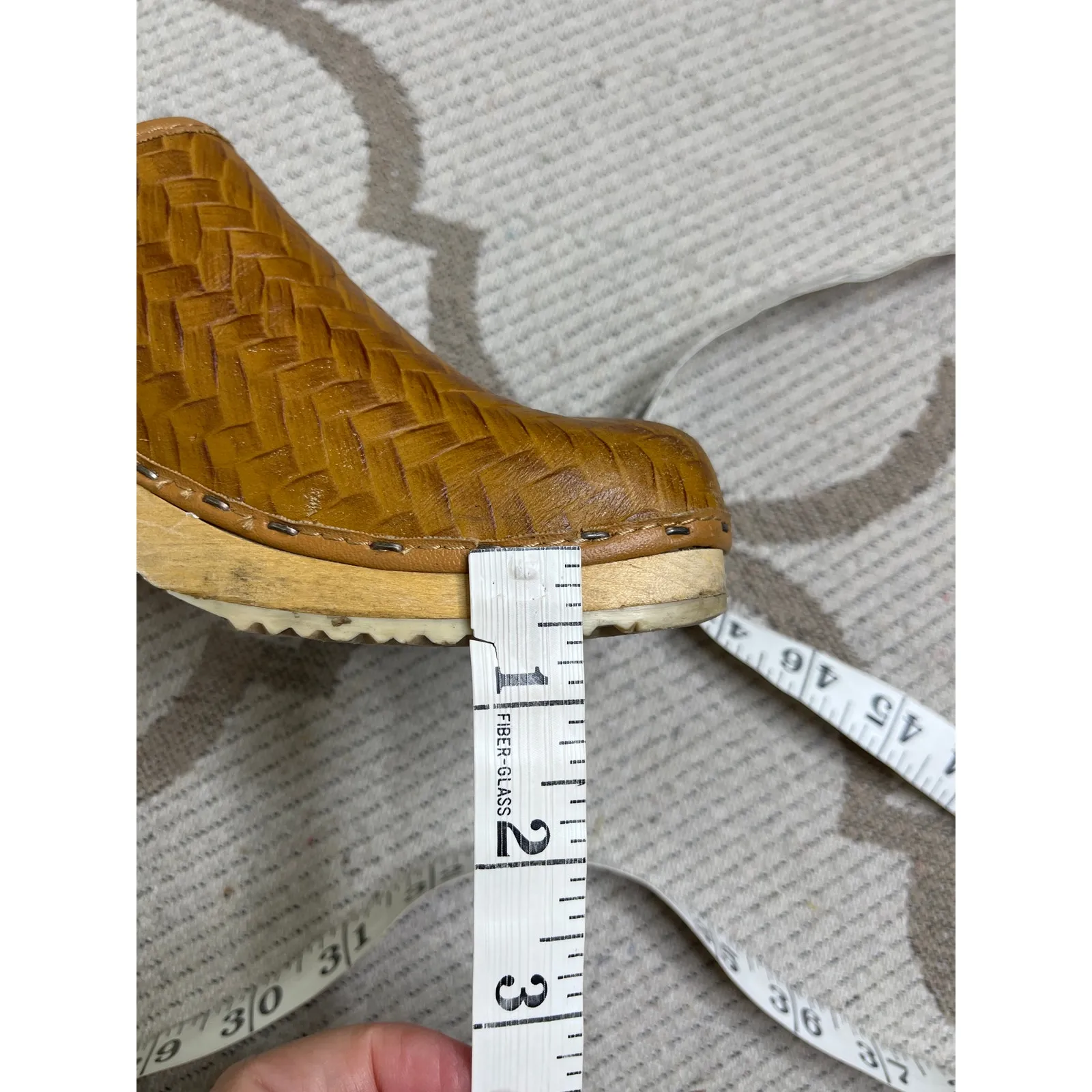 Olof Daughters Wooden Leather Clogs by Ulla made in Finland, size 38/ US 7.5 Brown - Image 8