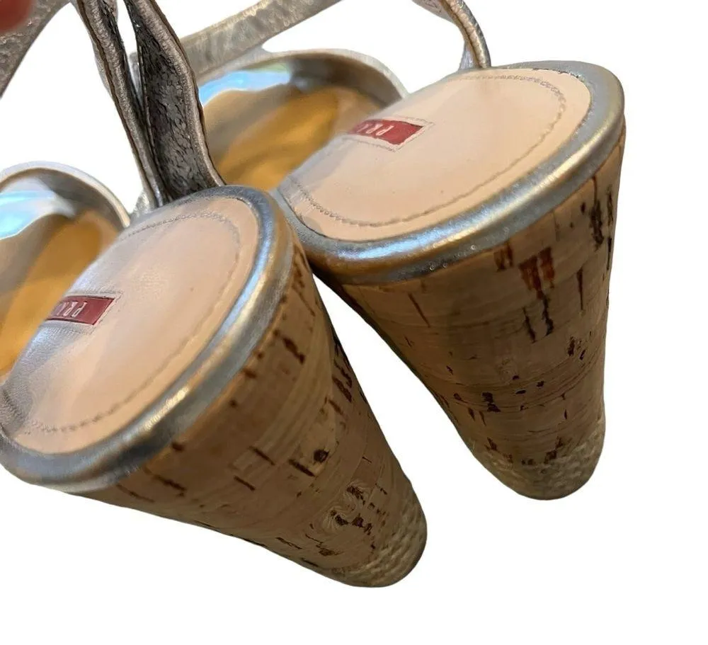 Prada Silver Glitter Cork Wedge Sandal, Sz 40 - Image 14