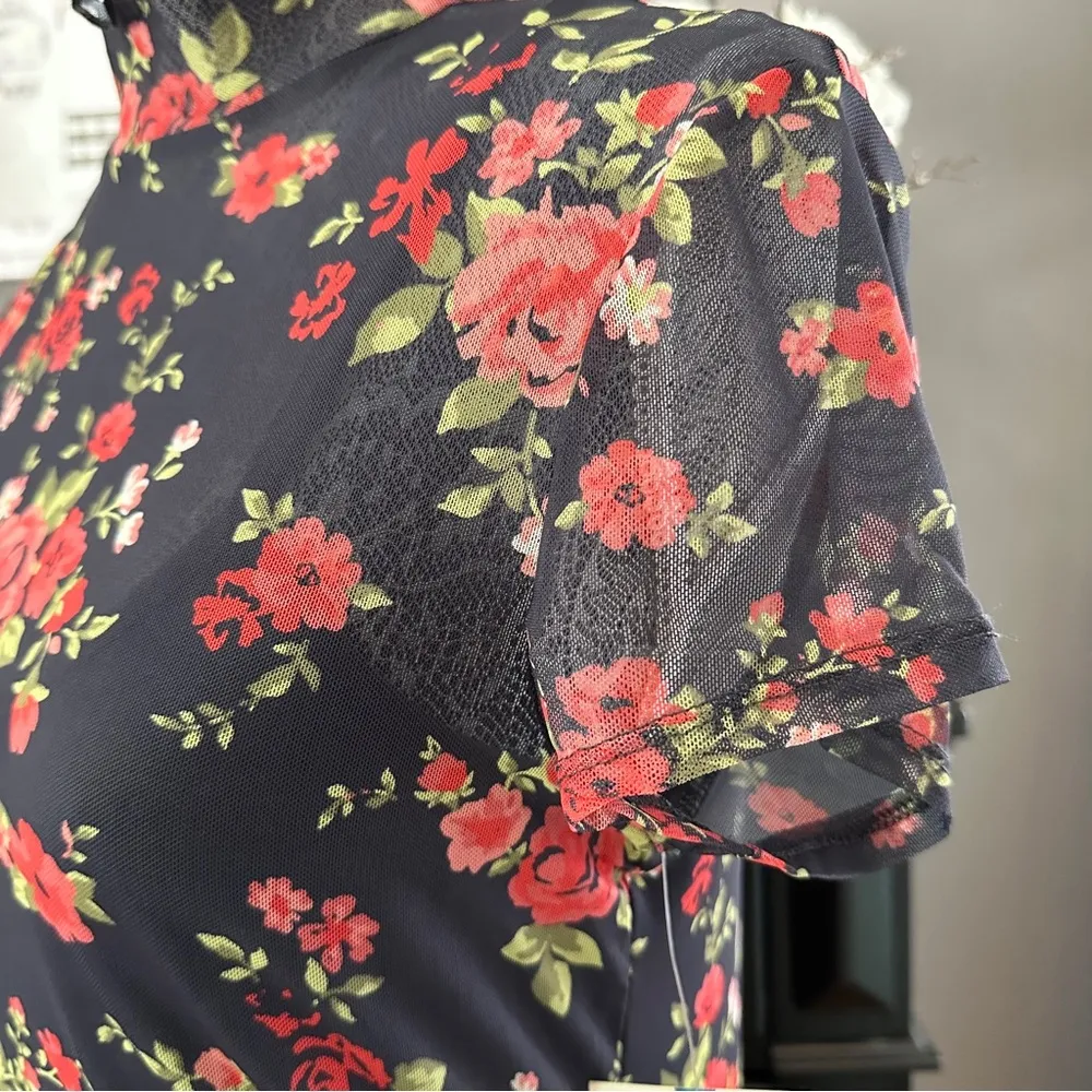 Arizona Jean Co Floral Mesh Mini Dress Size Large Gothic Y2K Grunge Vibes - Image 5