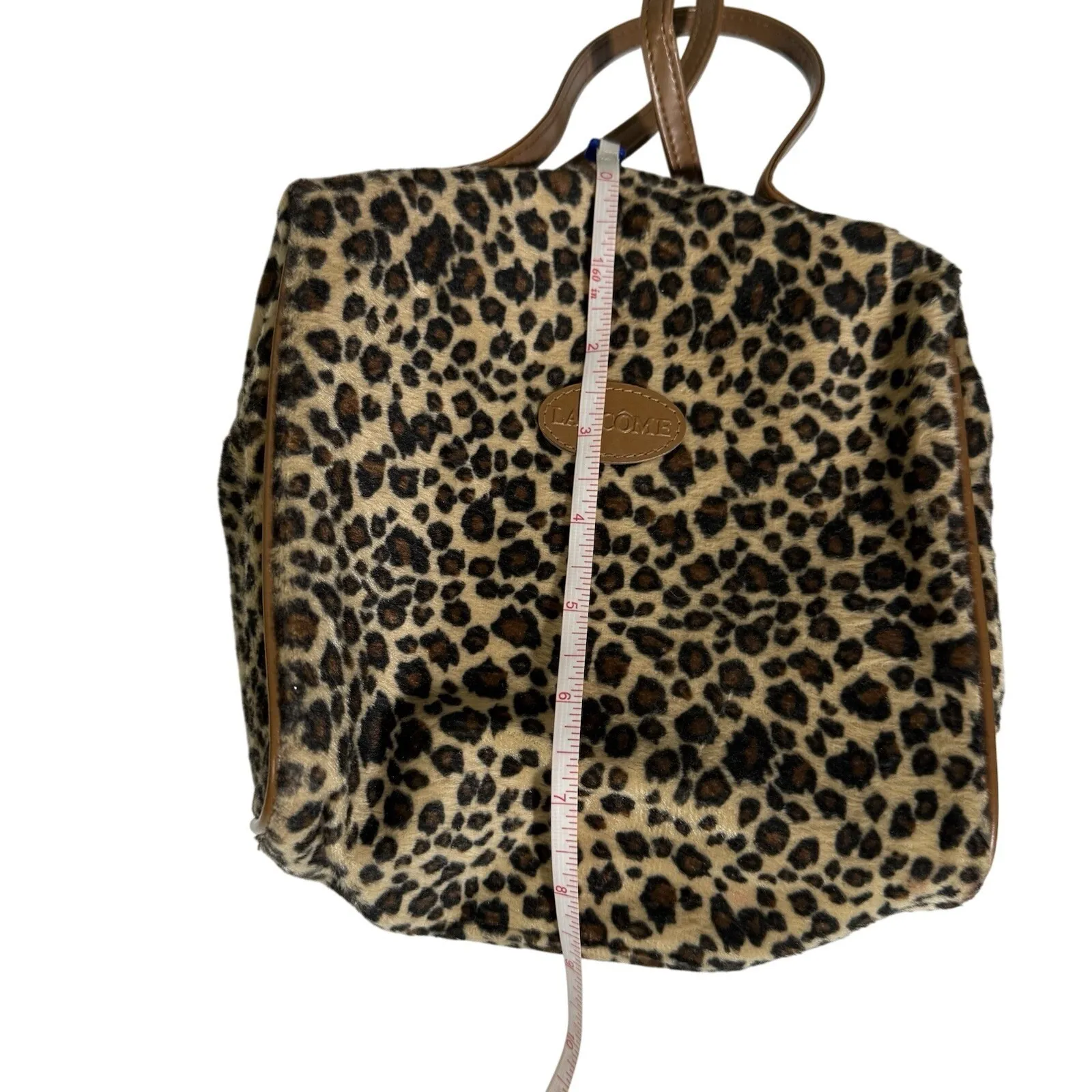 Lancome Cosmetic Bag Small Makeup Pouch Animal Print Travel Case Brown - Image 4