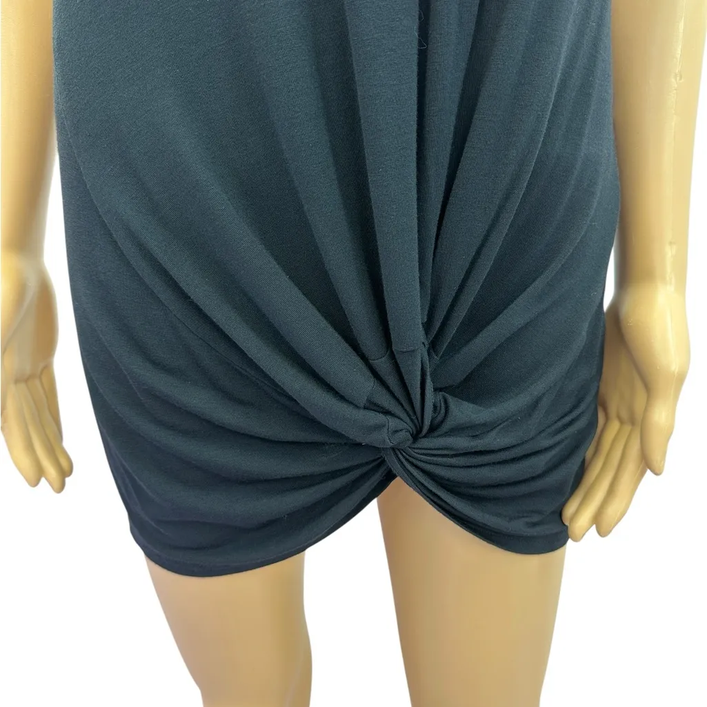 Venus Black Twisted Knot Front Short Sleeve Pocket Shirt Tunic Top Womens Small - Image 8