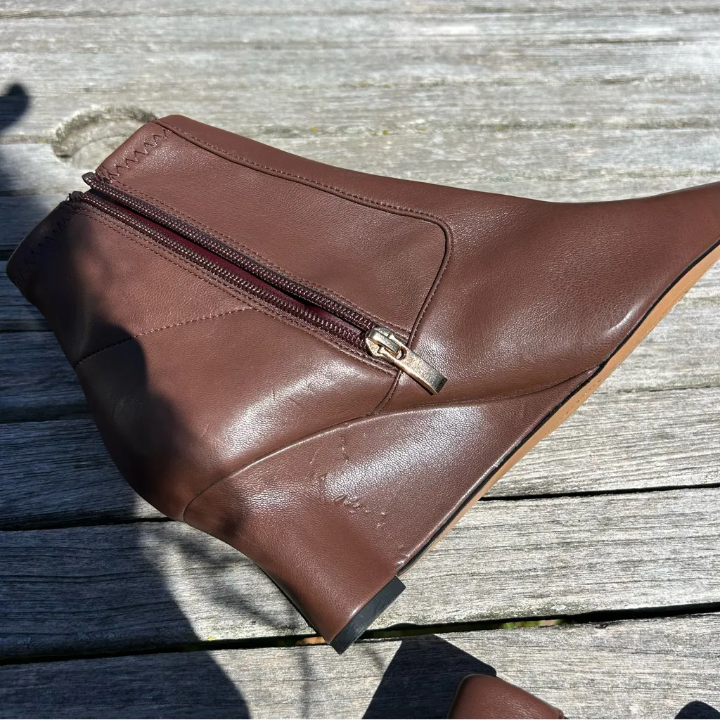 Franco Sarto Women's Temira Side Zip Wedge Bootie Brown Ankle boots size 9‎ - Image 7