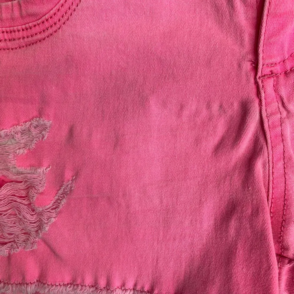 Y2K LEI Hot Pink Jean Short Cutoffs Sz 11 Stretch - Image 4