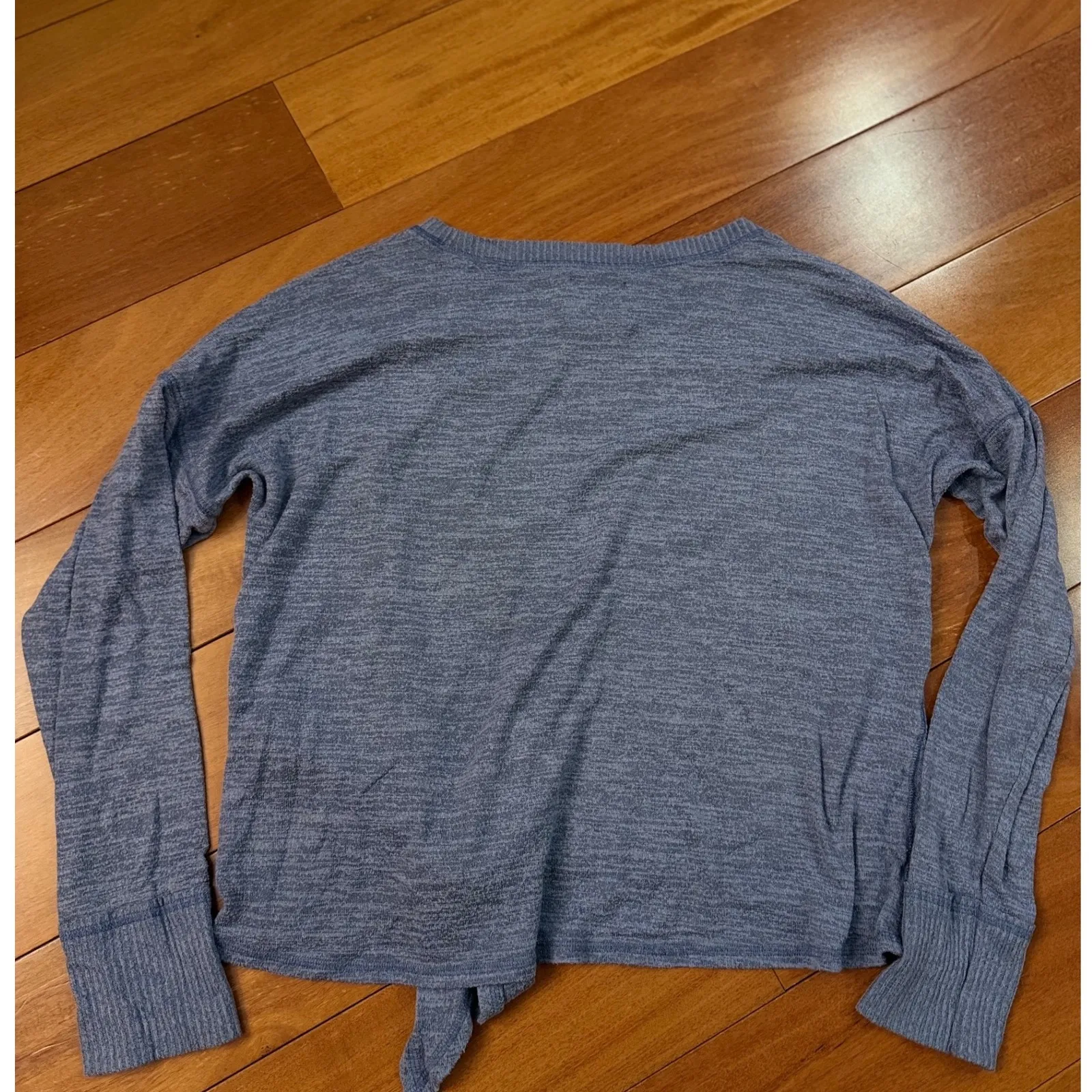 Abercrombie Fitch Blue Marled Knit Tie Front Long Sleeve Top Womens Size L - Image 5
