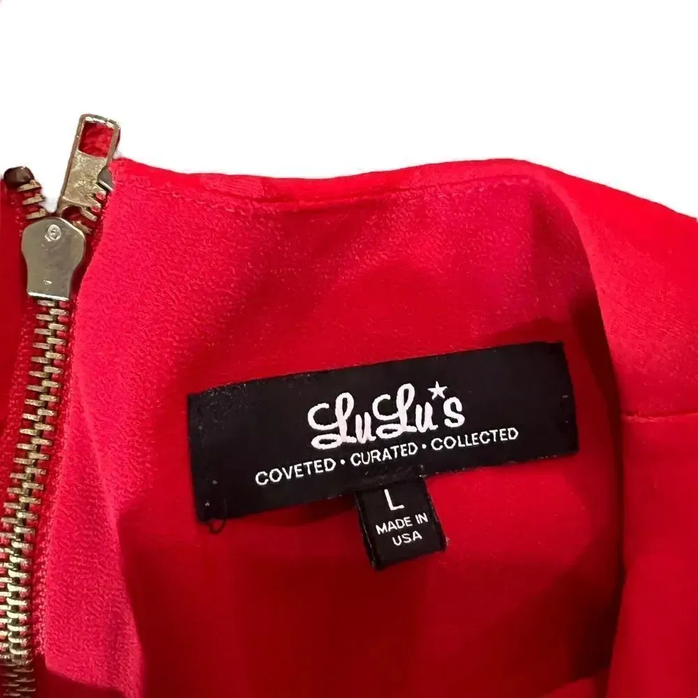 Lulu's Red A-Line Dress Size Large - Image 2