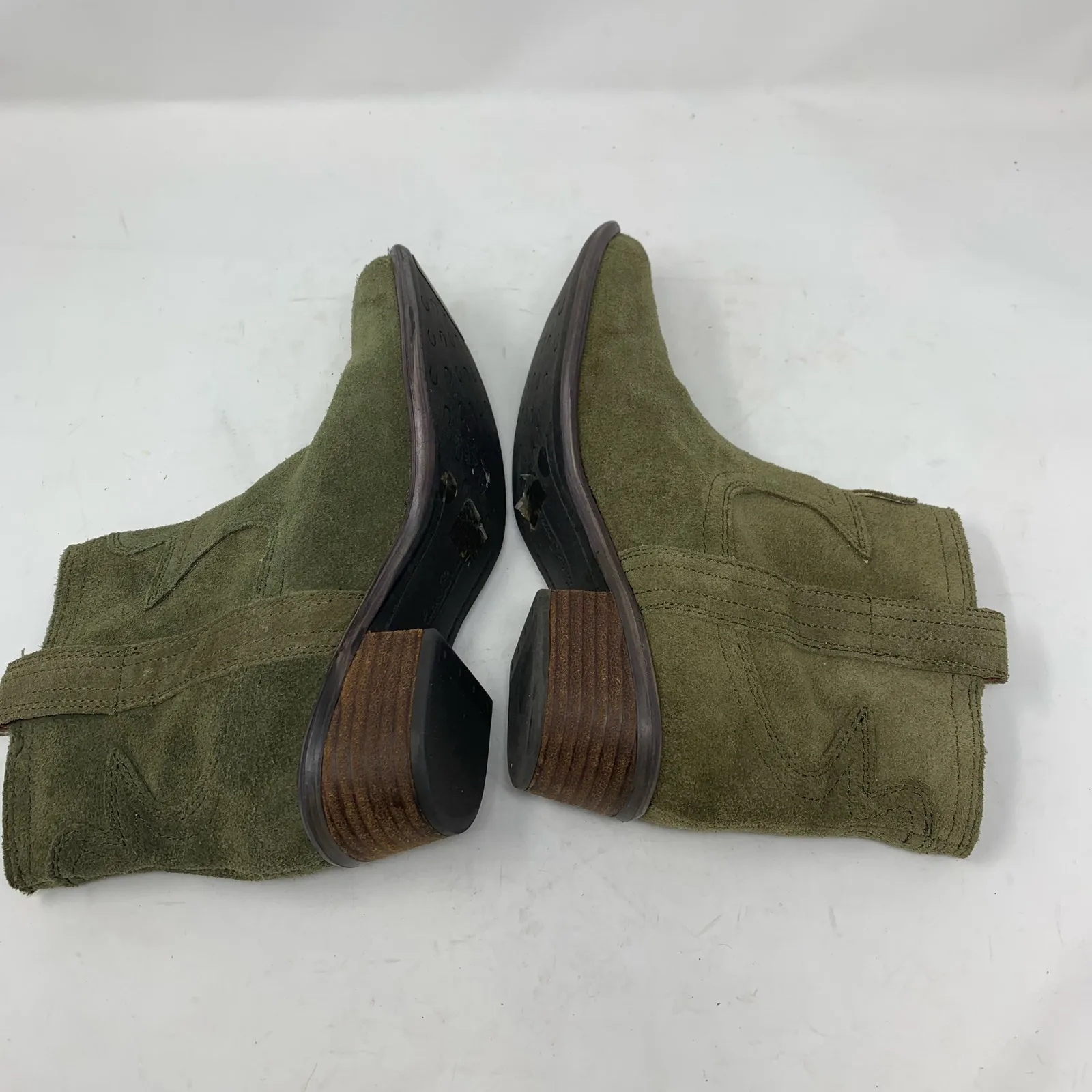 Lucky Brand Terra Green Suede Leather Ankle Boot Bootie Size 7 37 - Image 5