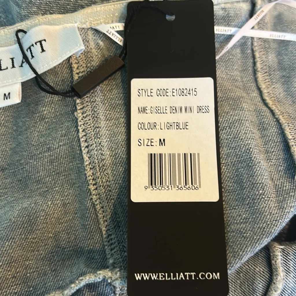 NWT Elliott Giselle Denim Mini Dress Strapless Size Medium - Image 9