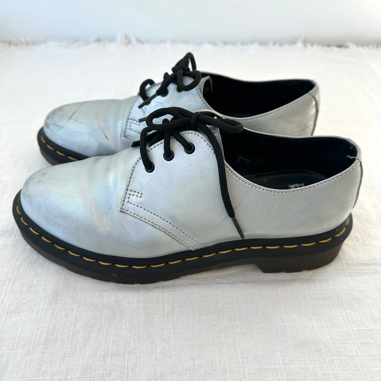 Dr Martens 1461 RS Silver Iced‎ Metallic Oxford Shoes Men's Women's 8 UK 6 - Image 4
