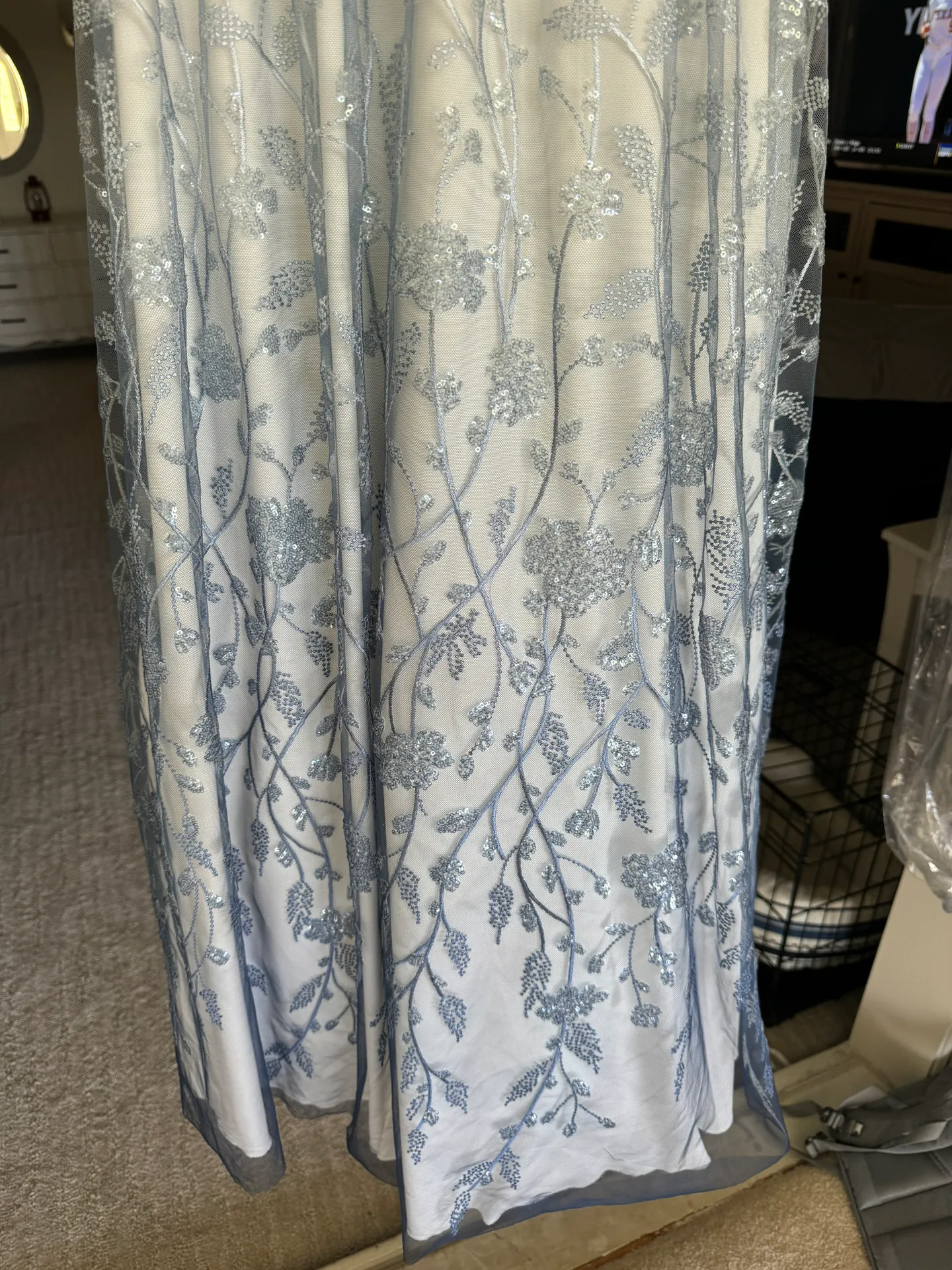 Dress - White with Blue Overlay - Image 3