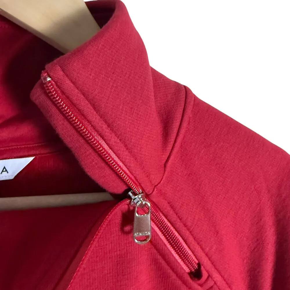 Athleta Cozy Karma Red Asymmetric Zip Mock Neck Sweater Mini Dress Size Medium - Image 5