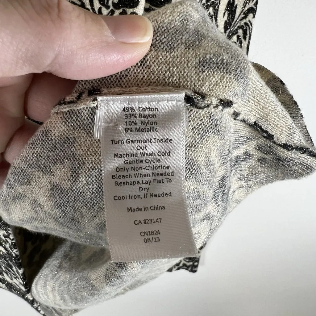 Talbots‎ Womens Black Gold Shimmer Long Sleeve Round Neck Blend Cardigan XL - Image 5