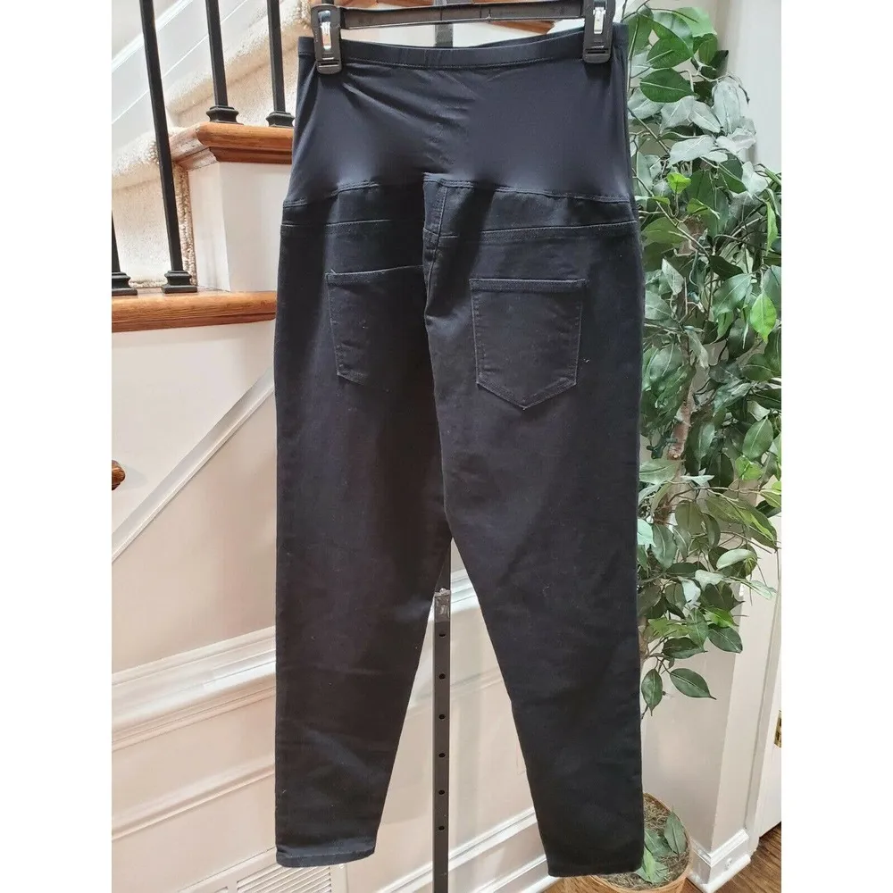 Tme and Tru Materni Black Cotton Mid Rise Comfort Waist Casual Pants Size Medium - Image 6