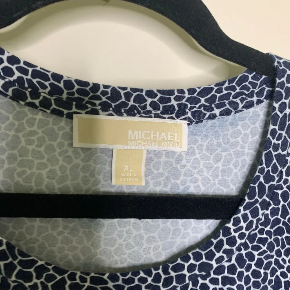 Michael Michael Kors Blue Giraffe Print T Shirt Dress Ruched Side Sz XL - Image 8