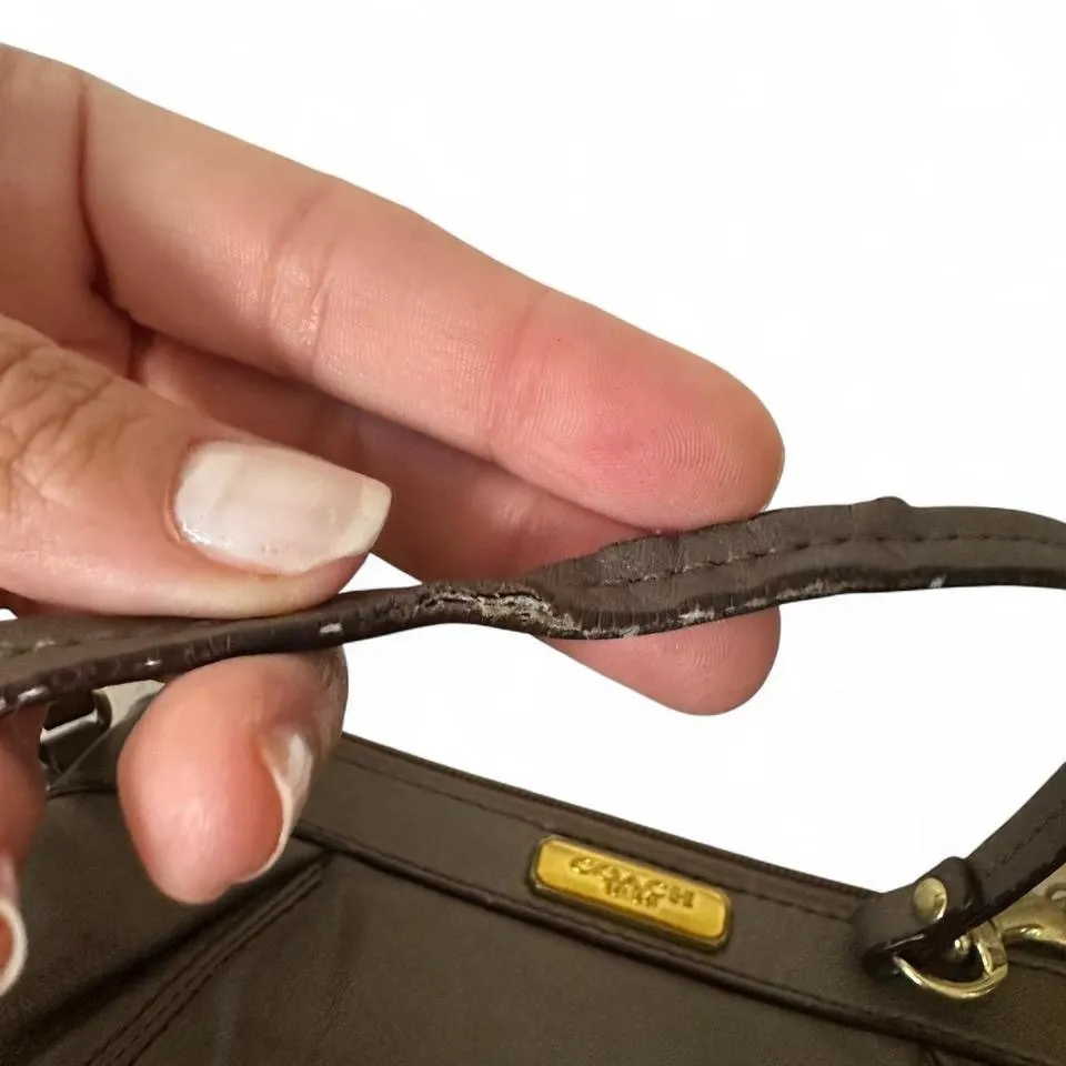 Coach Metallic Bronze Leather Wristlet Clutch Purse Replacement Zipper Pull - Image 7