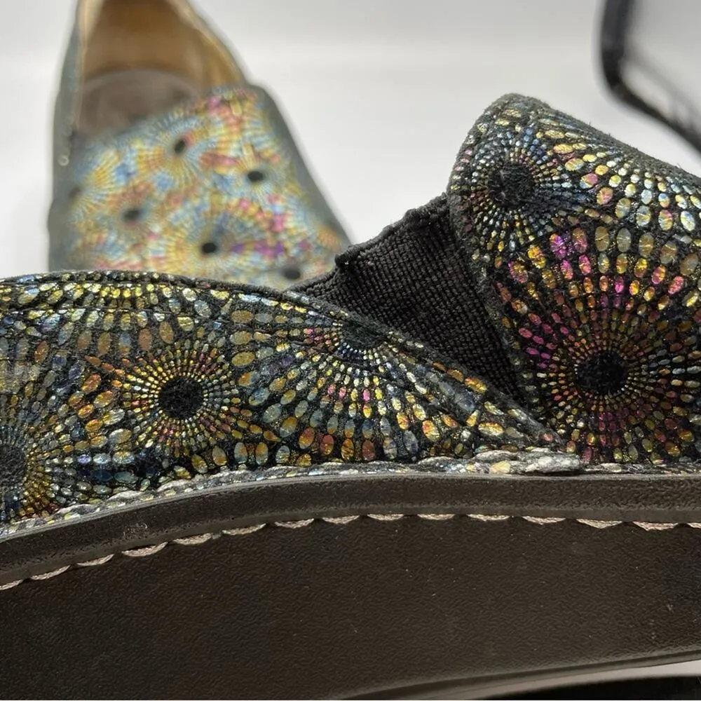 Alegria Black Rainbow Circles Print Slip On Comfort Shoes 38 Platform Butterfly - Image 8