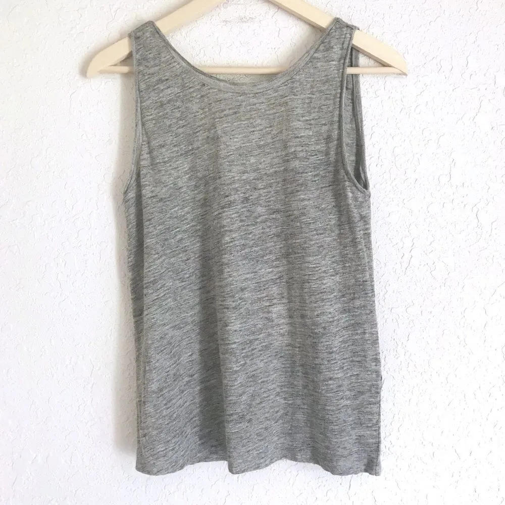 THEORY Gray‎ Linen Sleeveless Top Tank Low Back Layering Marled Insar XS New - Image 5
