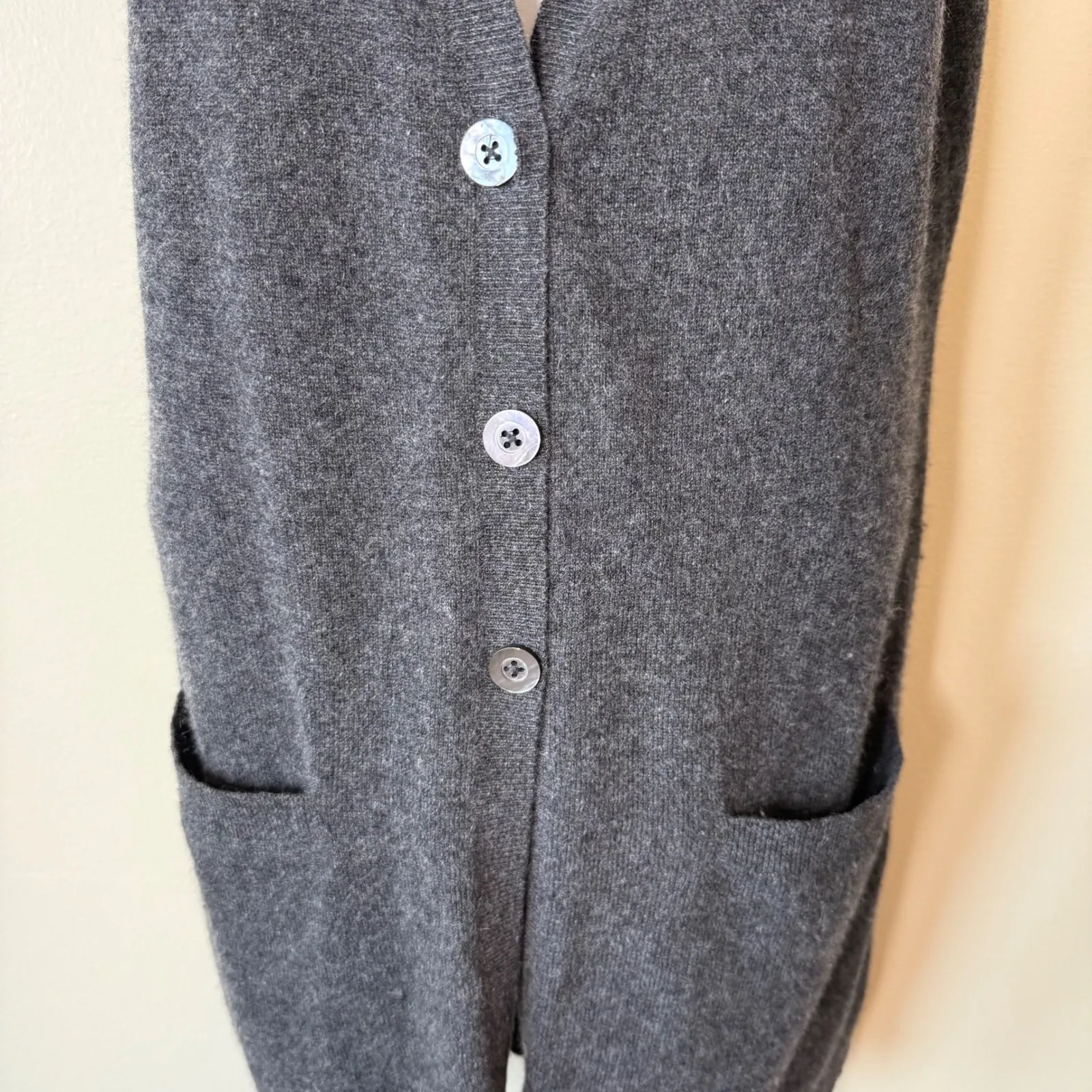 Kinross‎ Cashmere Women's Gray Sleeveless Duster Cardigan Vest Sweater Medium - Image 2