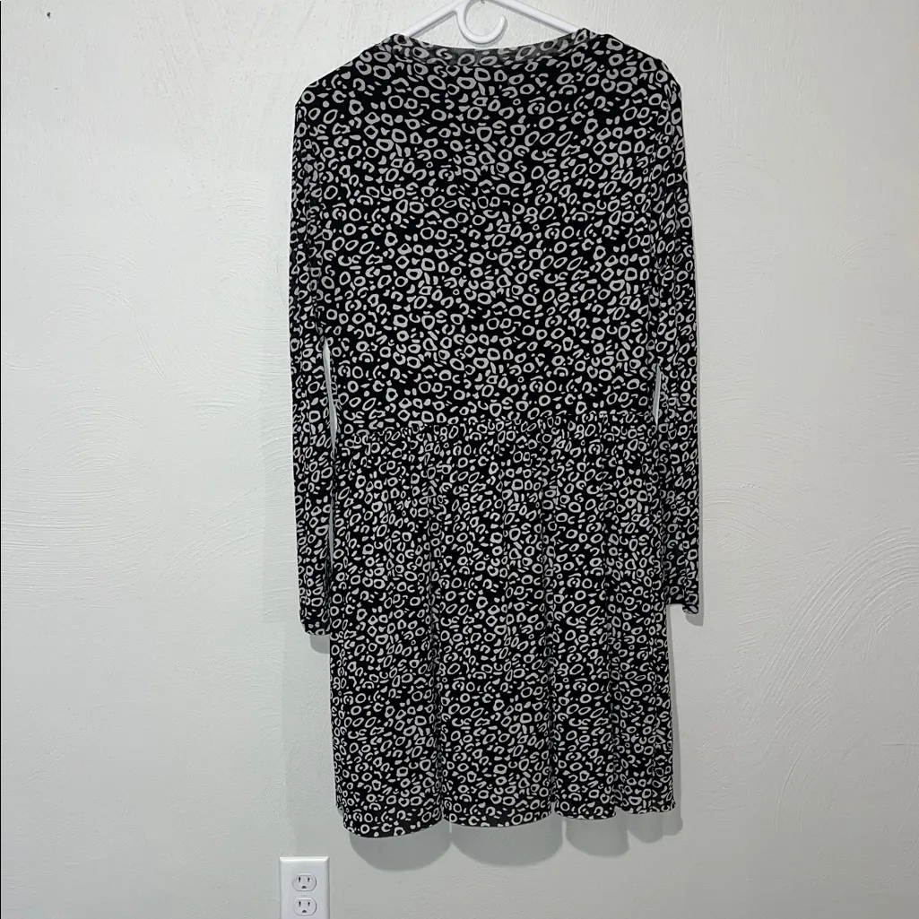 POPSUGAR Black and White Patterned Long Sleeve Dress - Image 3