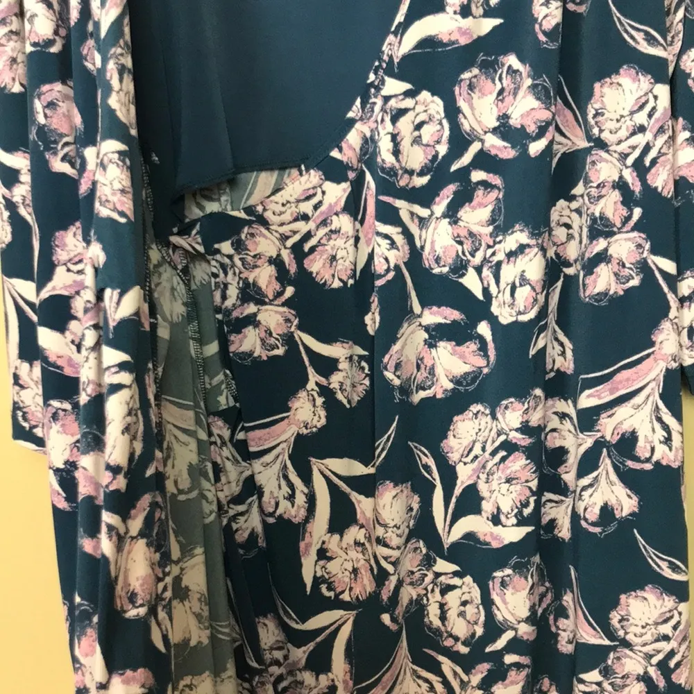 A Pea in the Pod Maternity Women’s Floral Print Wrap Tie Blue Pink Purple Dress - Image 6