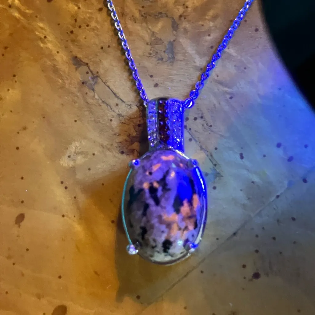 Natural Yooperlite Red Garnet Sterling Silver Necklace - Image 9