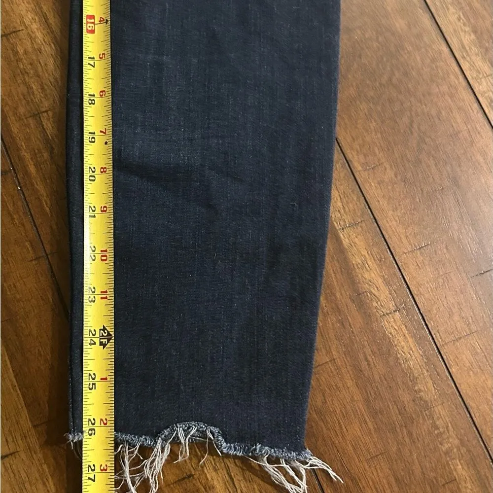 Loft Slim Pockets Dark Wash Tie Waist Raw Hem Jeans Size 30 - Image 7