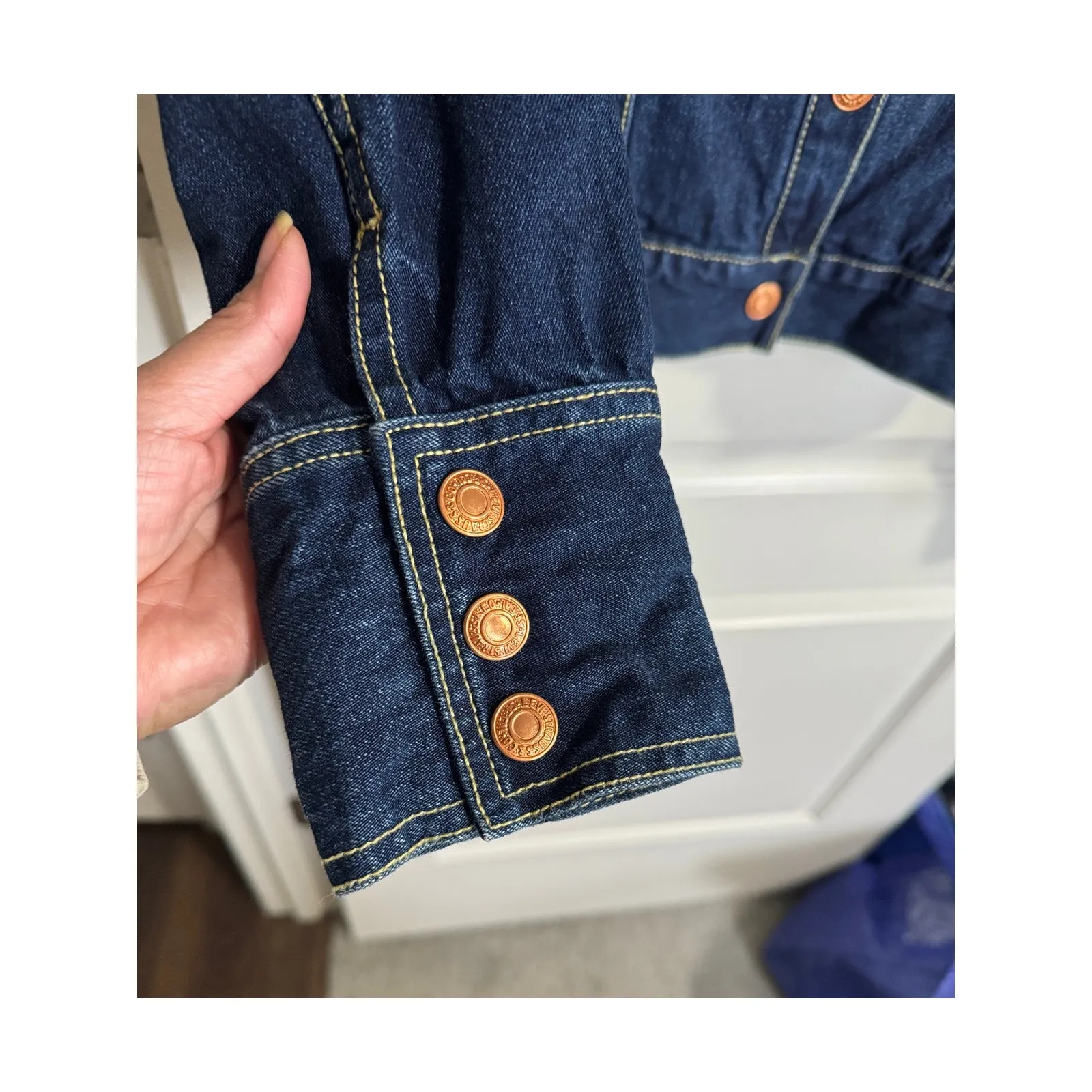 Levi's Easy Rider denim jacket dark wash moto western street wear size M - Image 4