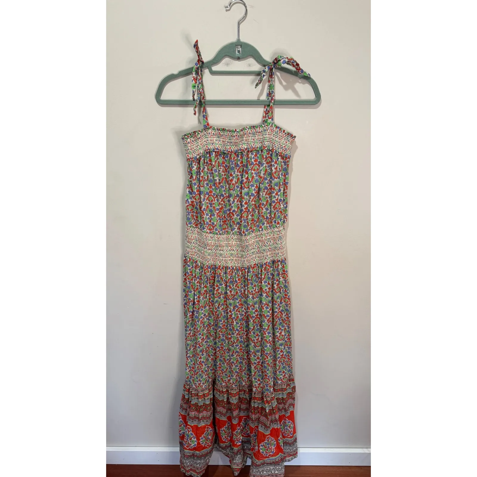 Tory Burch Smocked Sundress Legacy Paisley‎ Sz XL $448 Cotton Maxi - Image 2