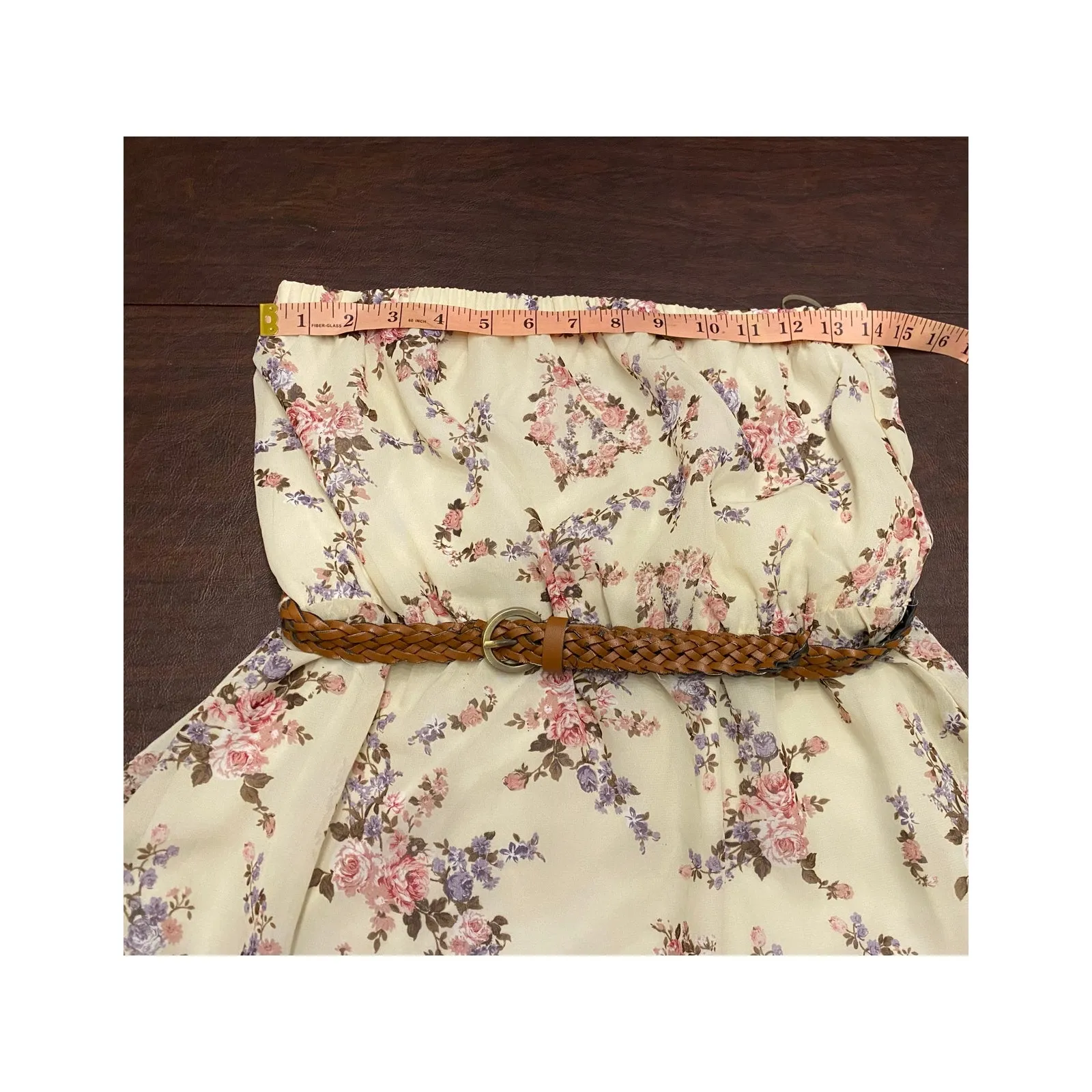 Maurices Strapless Floral Hi-Low Dress with Belt Size M Wedding Guest Date Night - Image 7