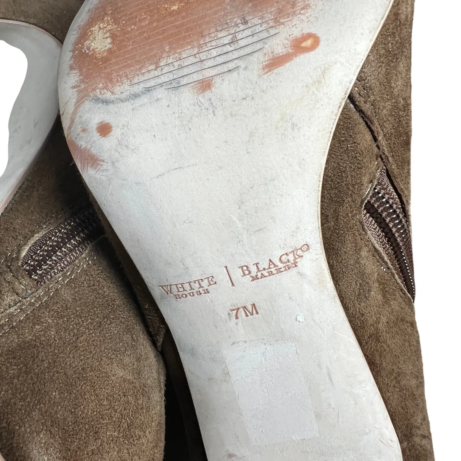 WHITE HOUSE BLACK MARKET Suede Fringe Brown Ankle Boots Sz 7 Stiletto Sassy Boho - Image 11