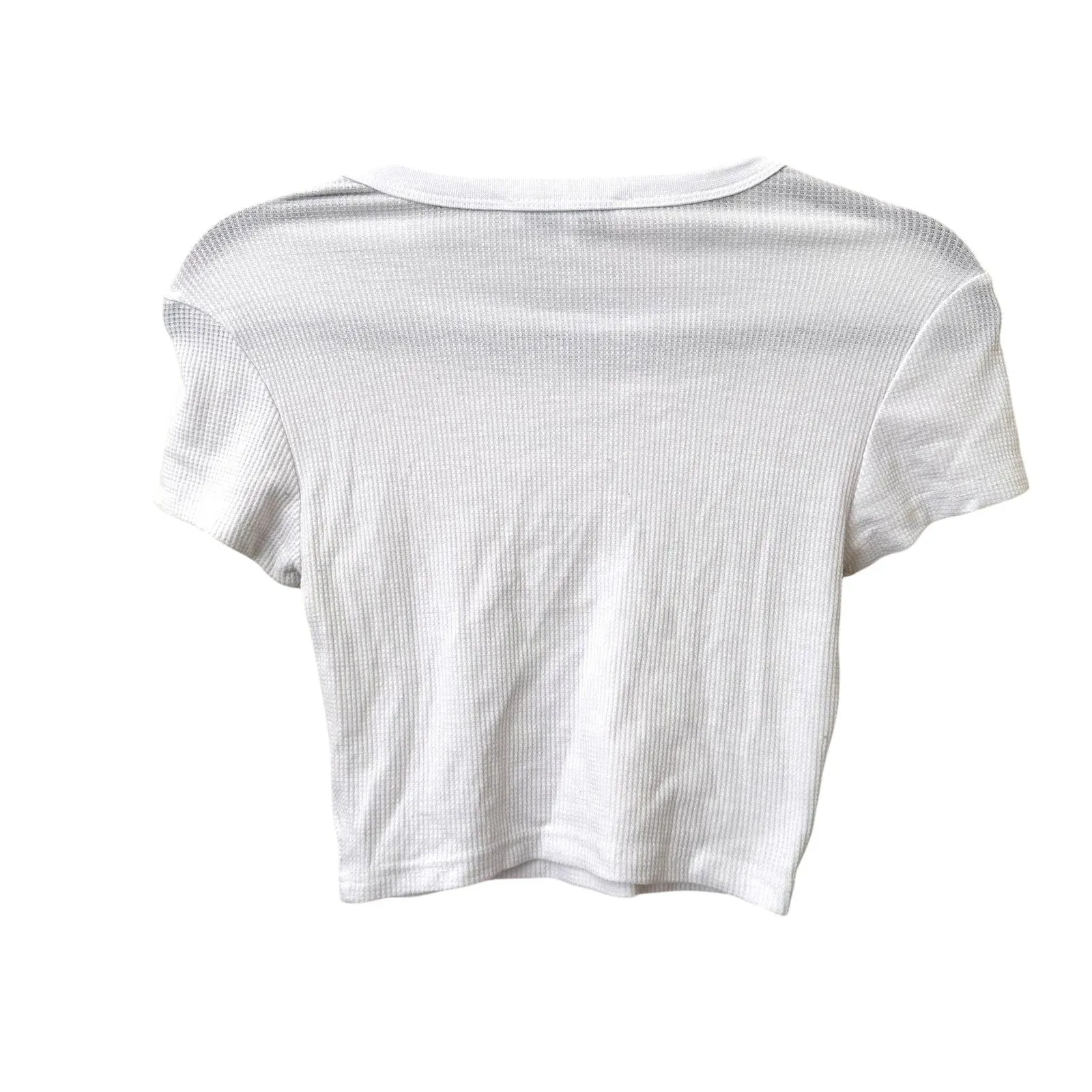 WEWOREWHAT Waffle Cropped Tee White X-Small‎ - Image 3