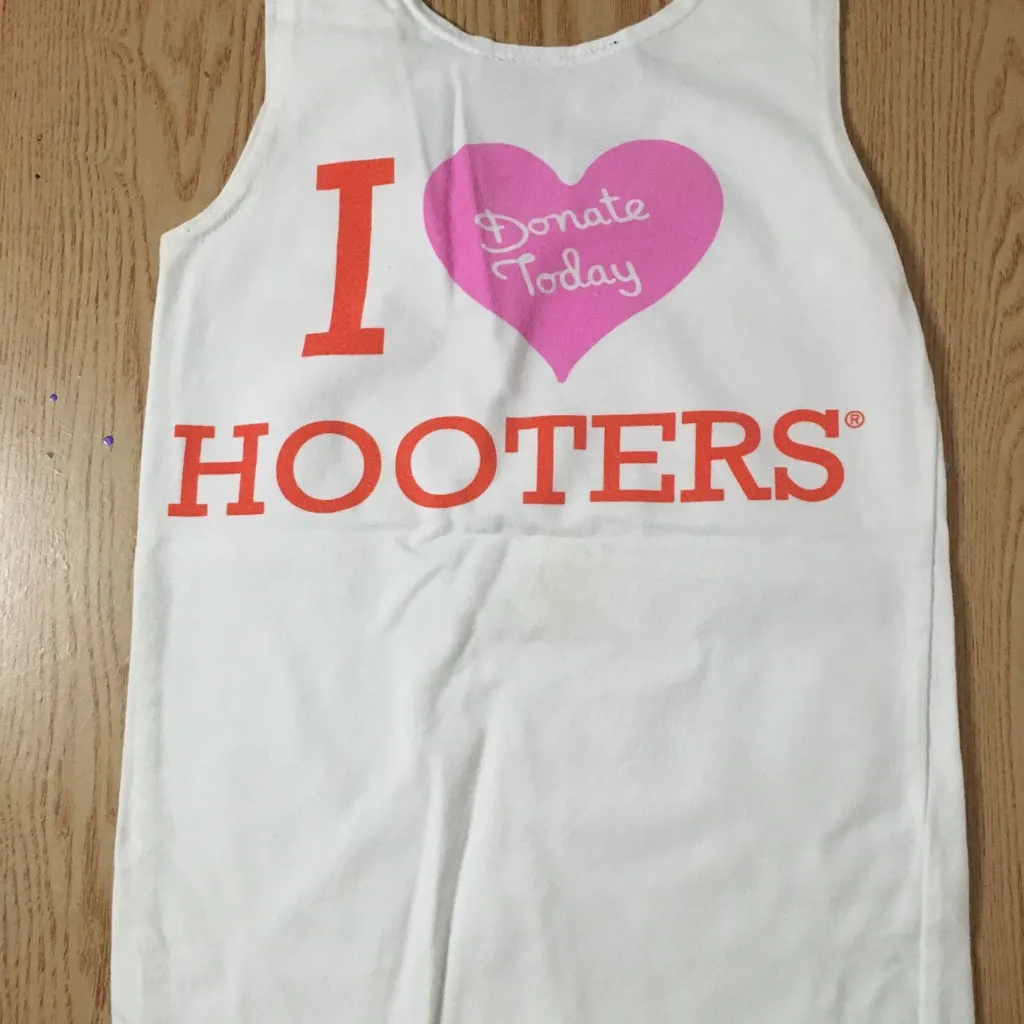 B75 Hooters Girl Worn Uniform Pink Ribbon Breast Cancer Aware Tank Warwick RI Xs - Image 5