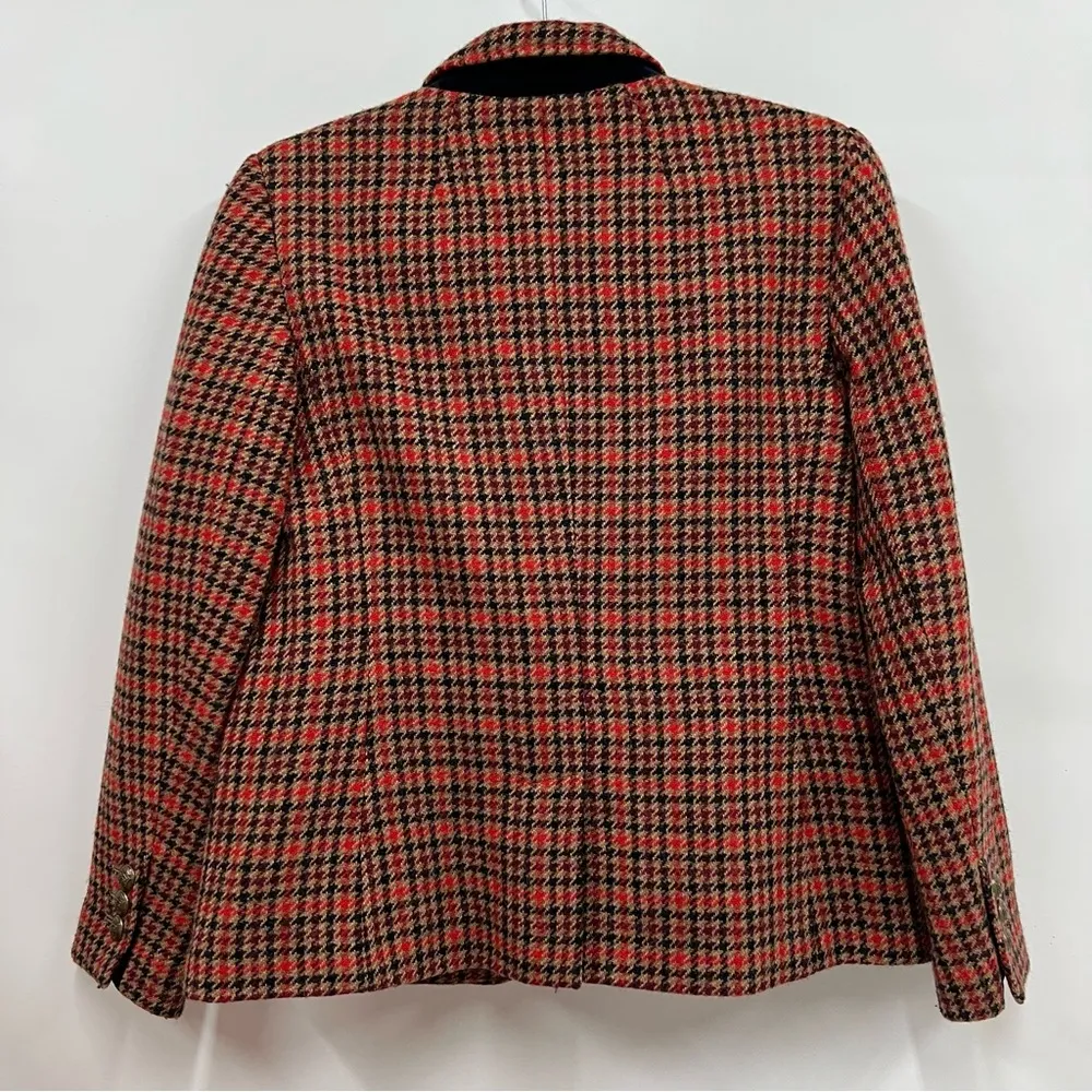 Talbots 8p Aberdeen Houndstooth Check Wool Blend Blazer Two Button Career - Image 2