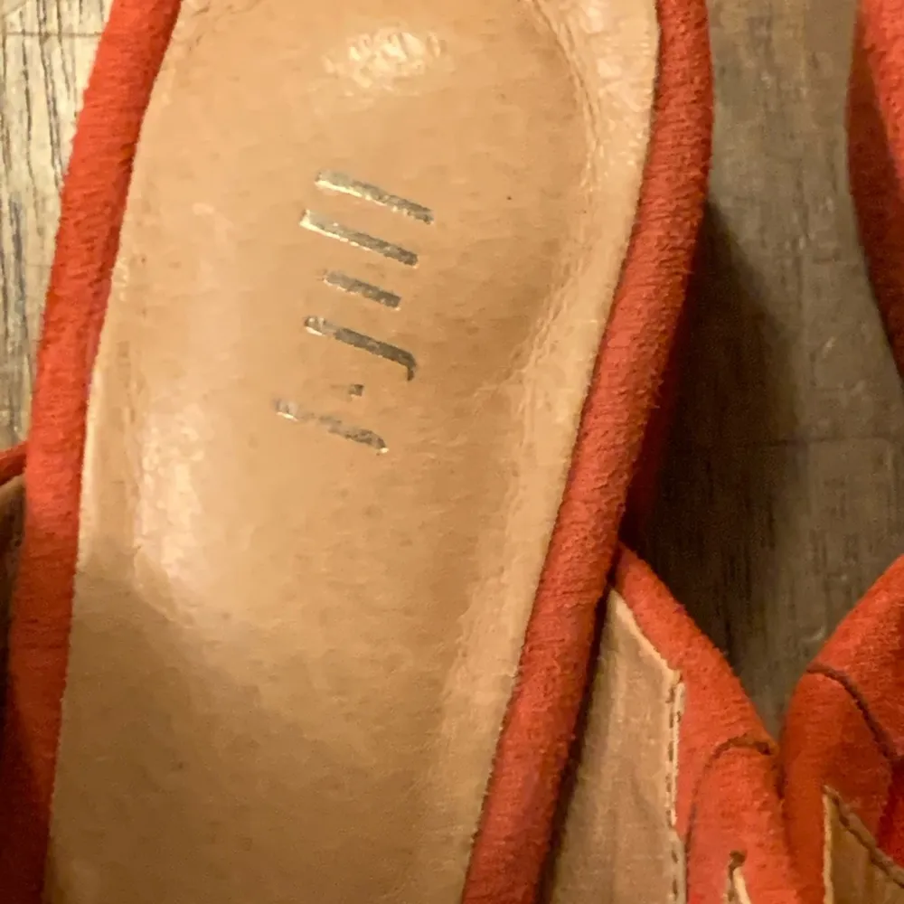 J.Jill strap slide heels Size 6 Red / rustic orange 2in. Heels suede lea… - Image 5