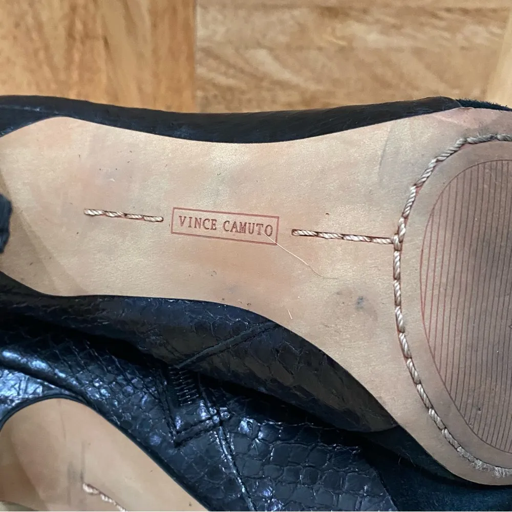 Vince Camuto “Kasi” Black Suede & Croc Leather Heeled Bootie Size 7 - Image 15