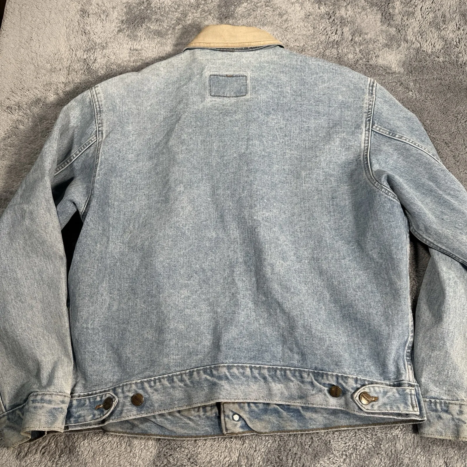 Vintage Marithe Francois Girbaud Denim Jacket SZ M Corduroy Collared Boxy Barn Blue Size M - Image 11
