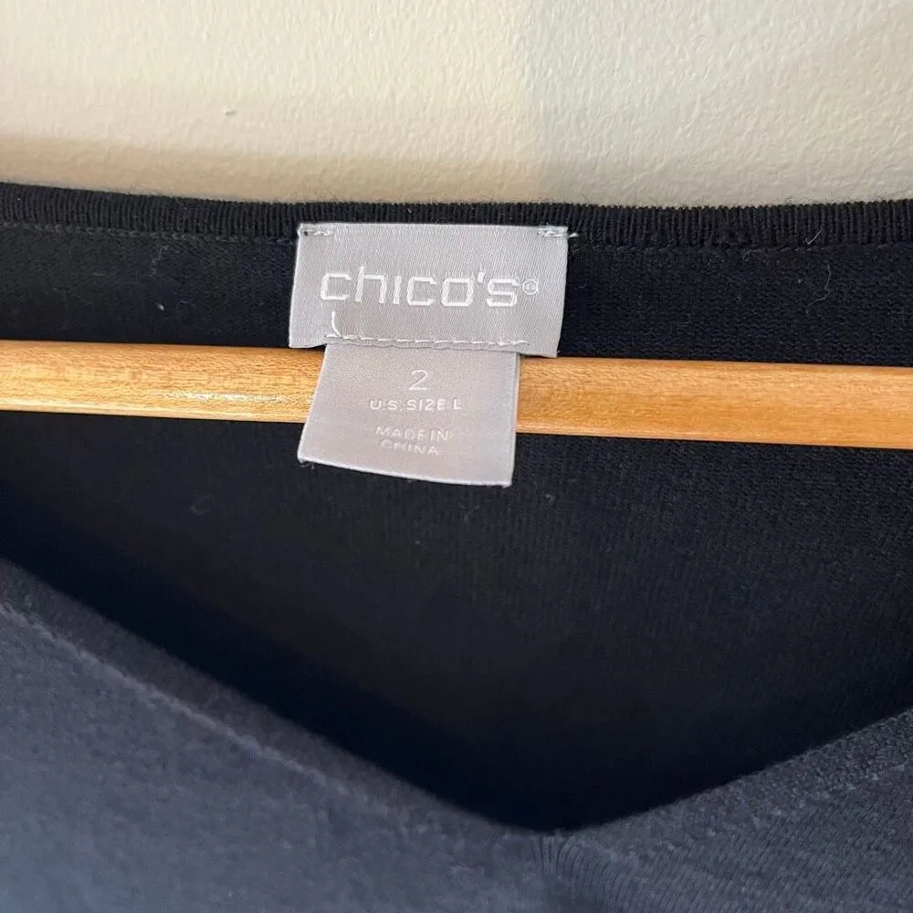 Chicos v neck black sweater with rhinestones on sleeve size Large Chicos size 2 - Image 9