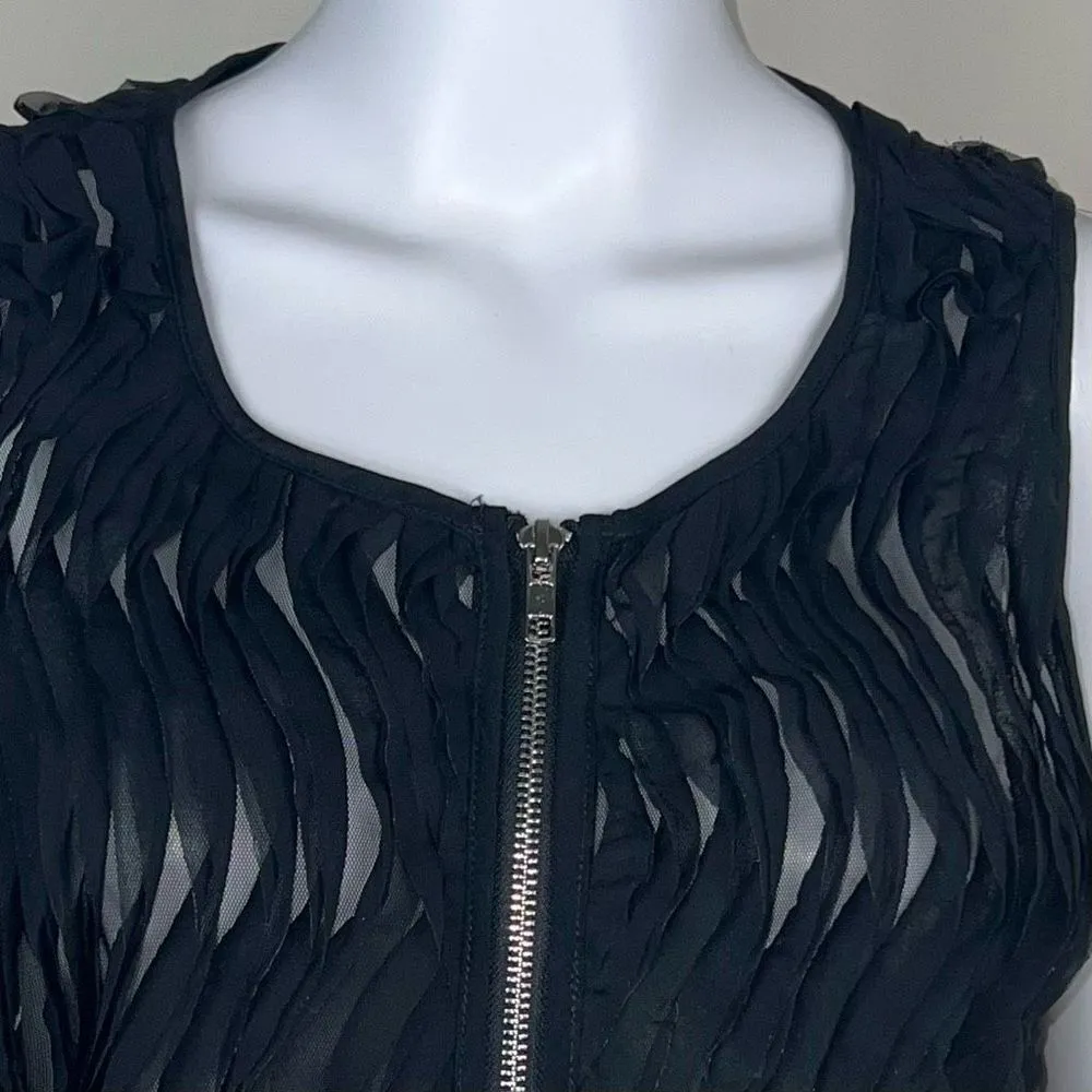 Milly of New York Zip Up Sleeveless Blouse Black Size 4 - Image 2