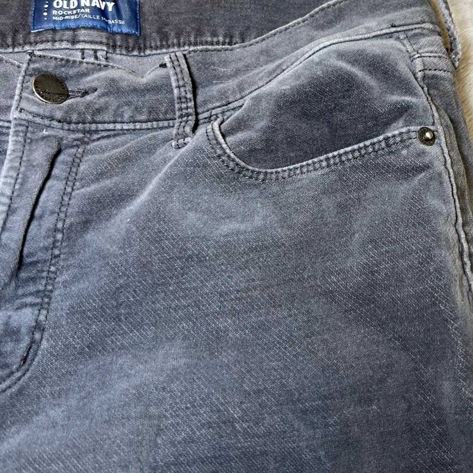 Old Navy Rockstar Corduroy Mid Rise Skinny Jeans Womens 8 Grey Comfy Classic - Image 8