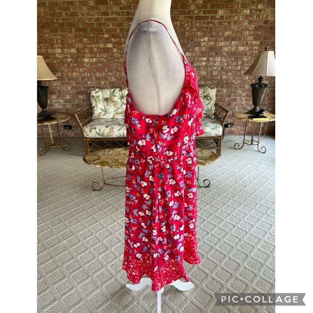 A.B.S. Collection Dress Red Floral Faux Wrap Ruffle Dress NWT XL Party Festival - Image 11