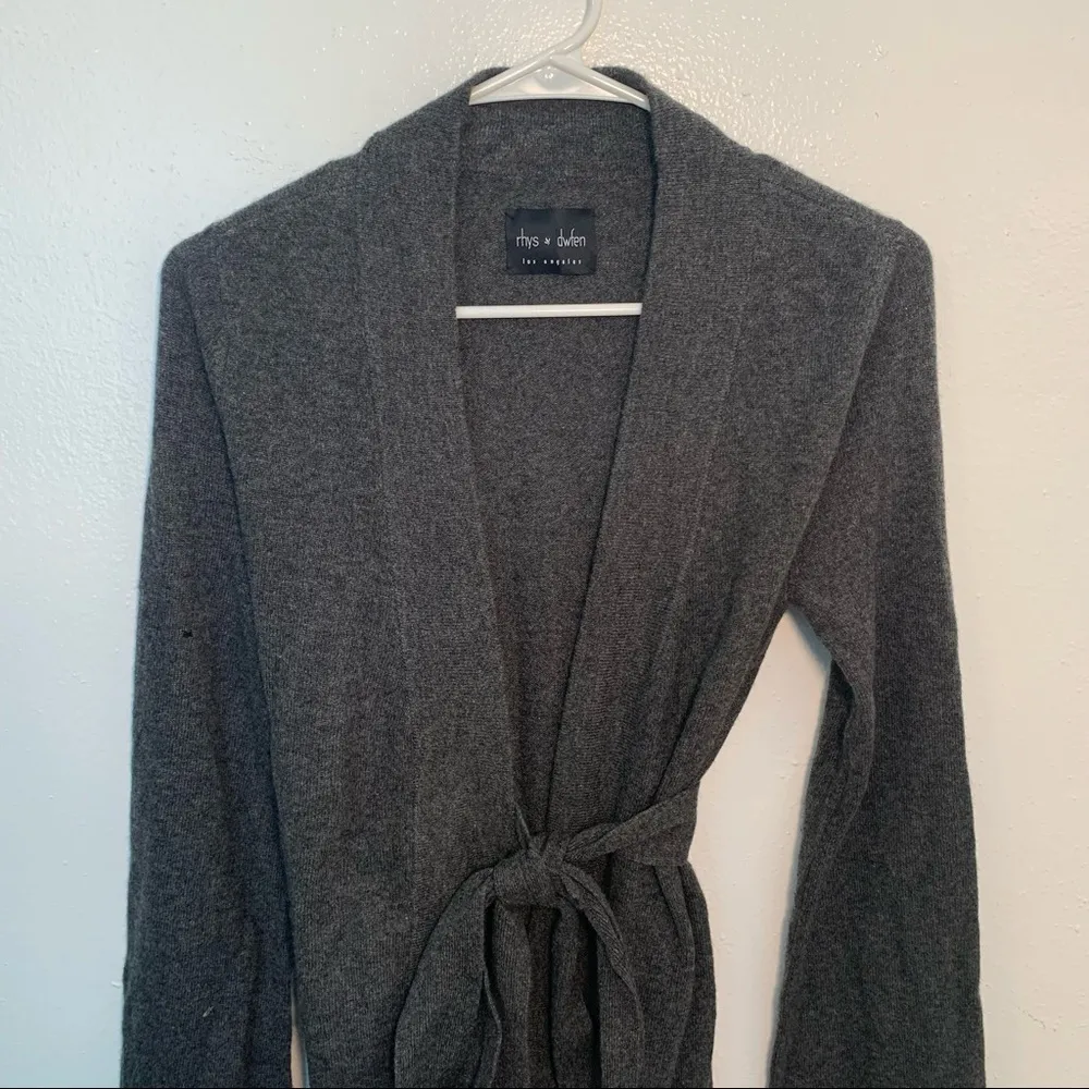 Rhys Dwfen Wrap Cardigan Sweater Gray Cashmere - Image 3