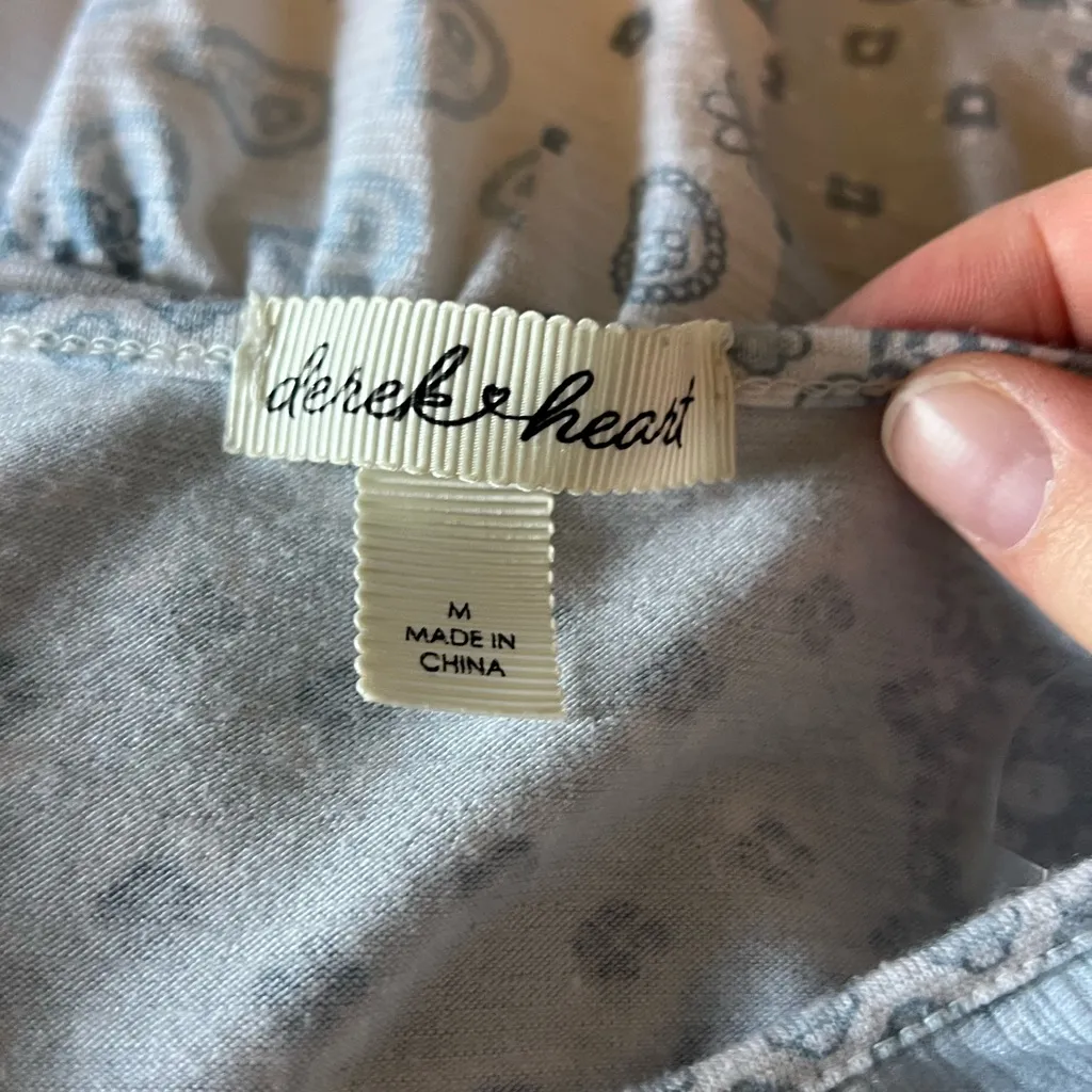 Derek Heart Blue and White Patchwork Blouse - Image 3