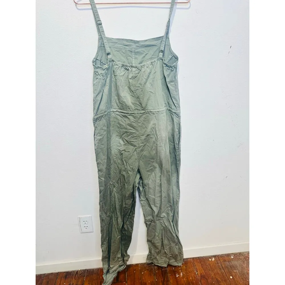 PISTOLA Green Cotton Blend Cinched Waist Square Neckline Adela Jumpsuit Size M - Image 6