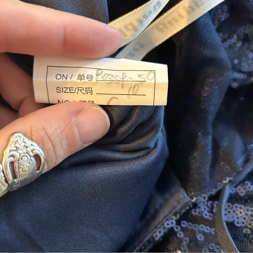 NWOT navy blue sequined long sleeve cocktail bodycon mini dress size 10 - Image 5